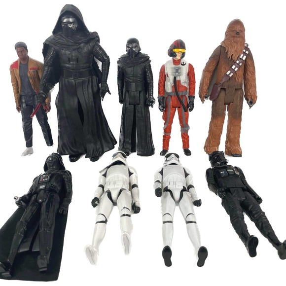 Set of 9 Star Wars Action Figures Kylo Ren Darth Vader Chewbacca Trooper - Picture 1 of 9